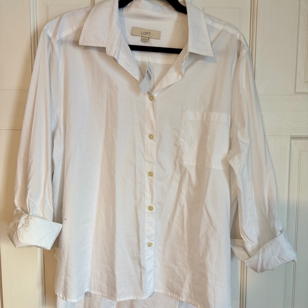 LOFT White Collared Blouse XL - NWT